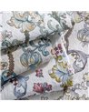 Golden Lily Embroidery Linen Teal F1742-03