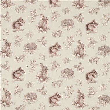 Squirrel & Hedgehog Walnut Linen DWOW225523